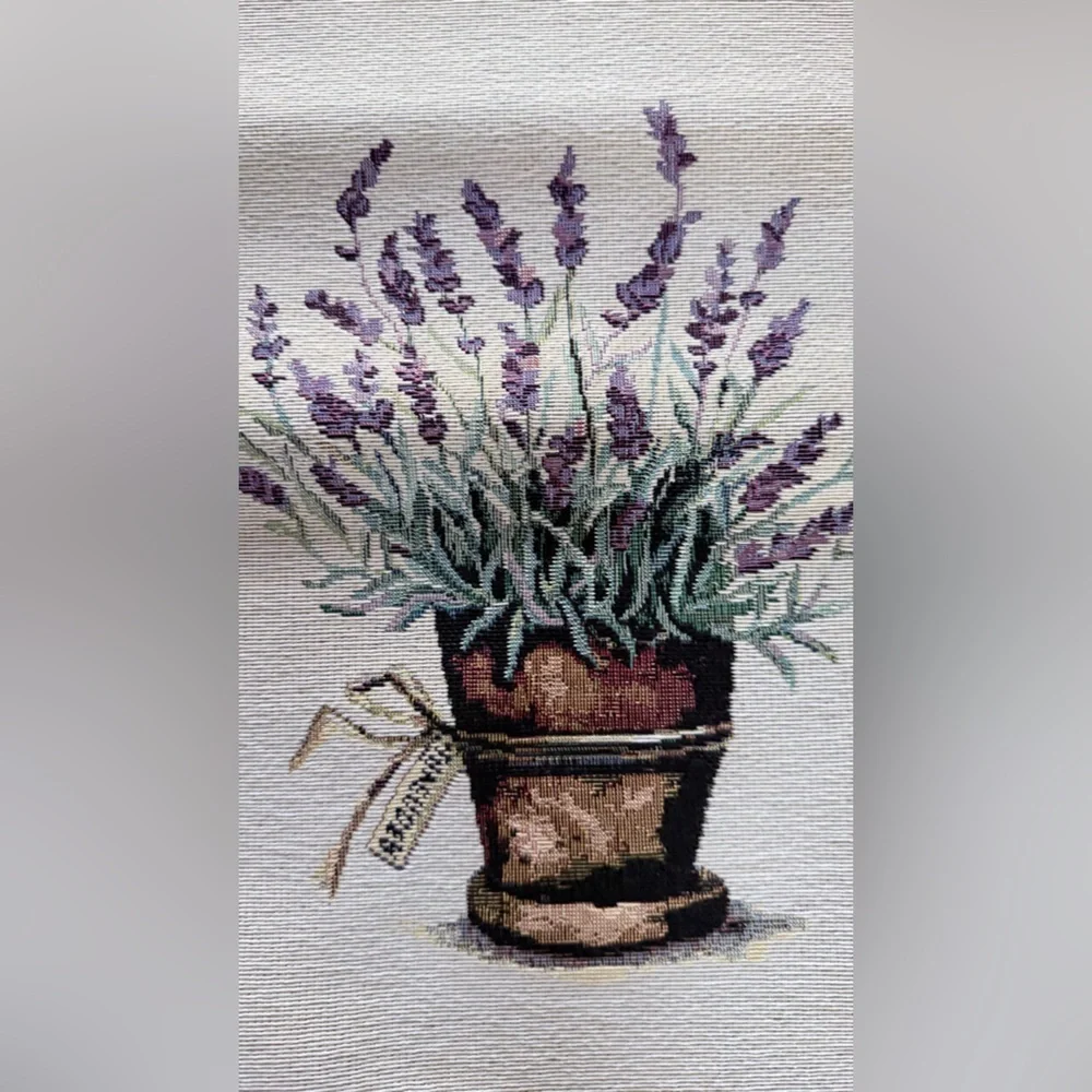 Luxury tapestry Lavander  Bouquet Table Runner - Purple and Cream